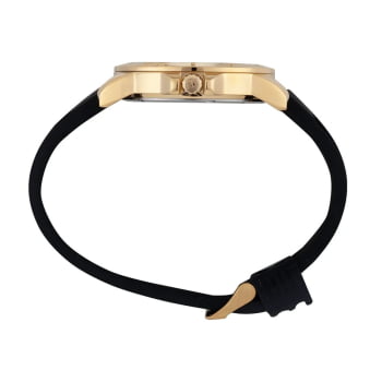 Relógio Mondaine Masculino Dourado Visor Preto Taquímetro com Pulseira em Silicone Á Prova d'água 99786GPMVDI1