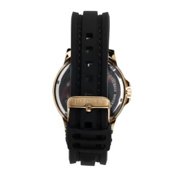 Relógio Mondaine Masculino Dourado Visor Preto Taquímetro com Pulseira em Silicone Á Prova d'água 99786GPMVDI1