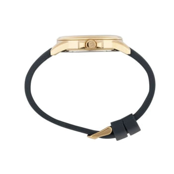 Relógio Mondaine Masculino Dourado Visor Preto Todo Numerado Pulseira em Silicone Preta Á Prova d'água 83529GPMVDI1