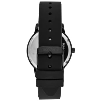 Relógio Mondaine Masculino Preto Visor Branco Todo Numerado Pulseira em Silicone Preta Á Prova d'água 99900GPMVPI1