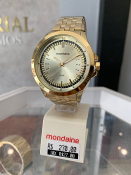 Relógio Mondaine Masculino Numerado Dourado á prova d'água 99676GPMVDE2