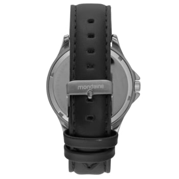 Relógio Mondaine Masculino Prata Couro Preto 99546G0MVNH3