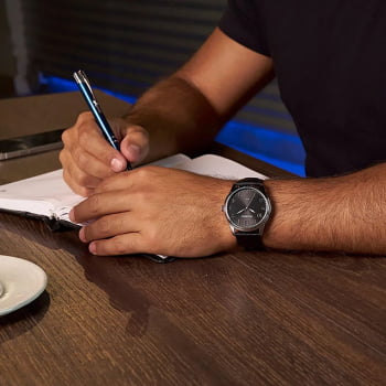 Relógio Mondaine Masculino Prata Couro Preto 99546G0MVNH3