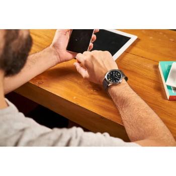 Relógio Mondaine Masculino Prata Silicone Preto á Prova D'água 99349G0MVNI3