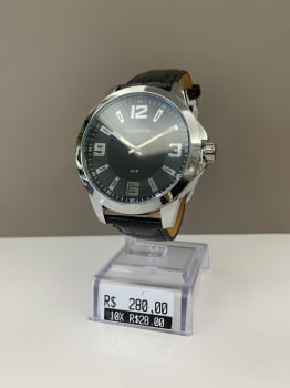 Relógio Mondaine Masculino Prateado Casual com Pulseira em Couro e Visor Texturizado Á Prova d'água 99773G0MVNH1