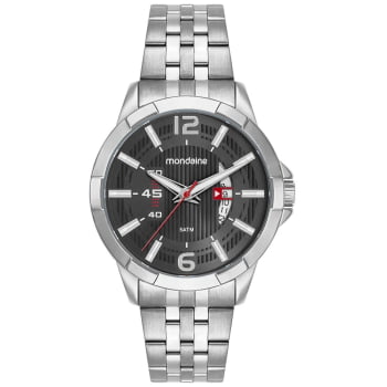 Relógio Mondaine Masculino Prateado Casual com Visor Cinza com calendário  Á Prova d'água 99808G0MVNE2