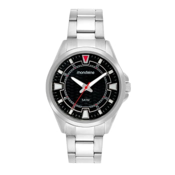 Relógio Mondaine Masculino Prateado Minimalista Visor Preto Á Prova d´água 83526G0MVNE4 Relógio Mondaine Masculino Prateado Minimalista Visor Preto Á Prova d´água 83526G0MVNE4