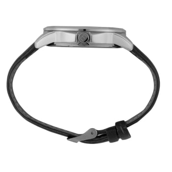 Relógio Mondaine Masculino Prateado Mostrador Minimalista Preto com Pulseira em Couro Preta Á Prova D'água 99788G0MVNH2