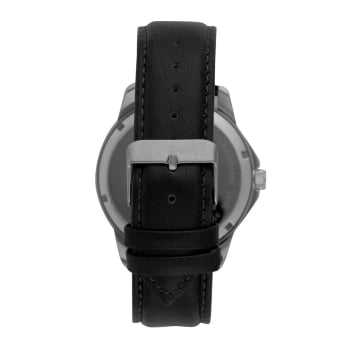 Relógio Mondaine Masculino Prateado Mostrador Minimalista Preto com Pulseira em Couro Preta Á Prova D'água 99788G0MVNH2