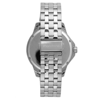 Relógio Mondaine Masculino Prateado Mostrador Preto com Numeração Completa Á prova D'água 99689G0MVNE1