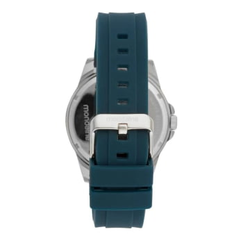 Relógio Mondaine Masculino Prateado Visor Azul Todo Numerado Pulseira em Silicone Azul Á Prova d'água 83529G0MVNI3