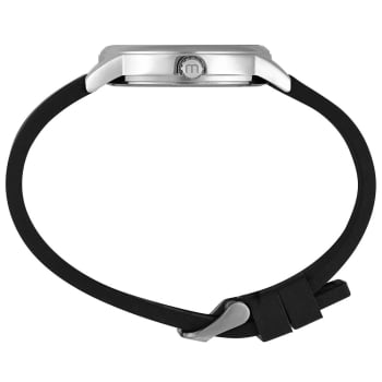 Relógio Mondaine Masculino Prateado Visor Azul Todo Numerado Pulseira em Silicone Preta Á Prova d'água 99899G0MVNI2