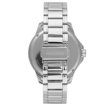 Relógio Mondaine Masculino Prateado Visor Prata Texturizado com Numeração Completa Á Prova d'águac99681G0MVNE1