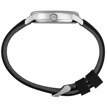 Relógio Mondaine Masculino Prateado Visor Preto Pulseira em Silicone Bicolor Preta e Cinza Á Prova d'água 99901G0MVNI1