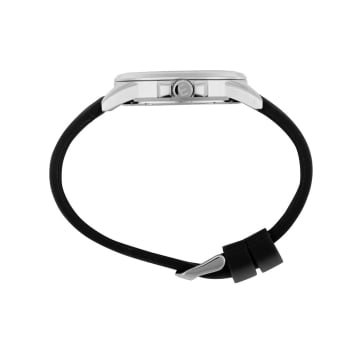 Relógio Mondaine Masculino Prateado Visor Preto Todo Numerado Pulseira em Silicone Preta Á Prova d'água 83529G0MVNI2