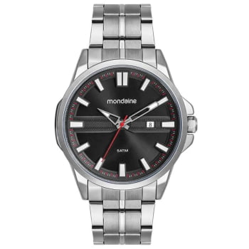 Relógio Mondaine Masculino Prateado Visor texturizado com Calendário Á Prova d'água 32876G0MVNE2