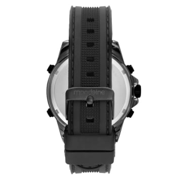 Relógio Mondaine Masculino Preto Display Duplo Visor Texturizado com Pulseira em Silicone Á Prova D'água 99649GPMVSI1