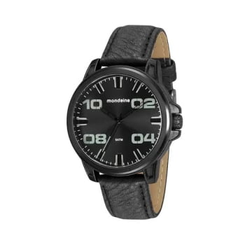 Relógio Mondaine masculino preto pulseira de couro 76753GPMVPH3