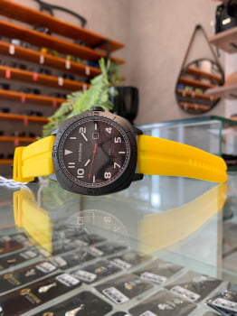 Relógio Mondaine Masculino Silicone Amarelo e Preto Calendário a prova D'água 32165GPMVPI1