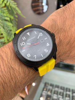 Relógio Mondaine Masculino Silicone Amarelo e Preto Calendário a prova D'água 32165GPMVPI1