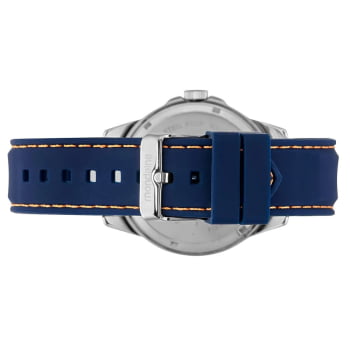 Relógio Mondaine Masculino Prateado Visor Azul Texturizado com Pulseira Silicone Á Prova d'água 32550G0MVNI4