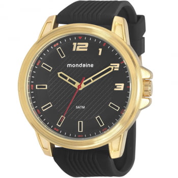 Relógio Mondaine Masculino Silicone Dourado 76761GPMVDI3