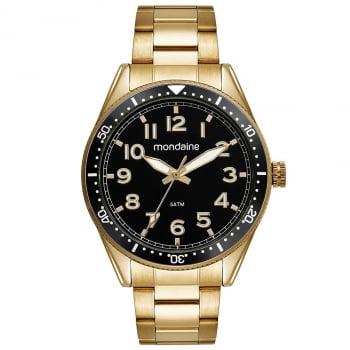 Relógio Mondaine Masculino Social Dourado á Prova D'água 32548GPMVDE2