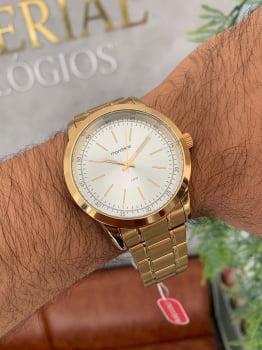 Relógio Mondaine Masculino Dourado Branco A prova D'água 94985GPMVDE5