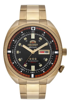 Relógio Orient Masculino Automático Dourado Aço Inox Calendário á prova d´água F49GG002NH