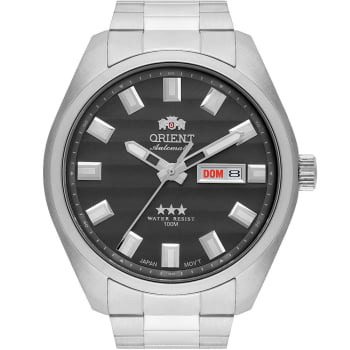 Relógio Orient Masculino Automático Prateado visor cinza com Calendário Aço Inox á prova d'água 469SS076F