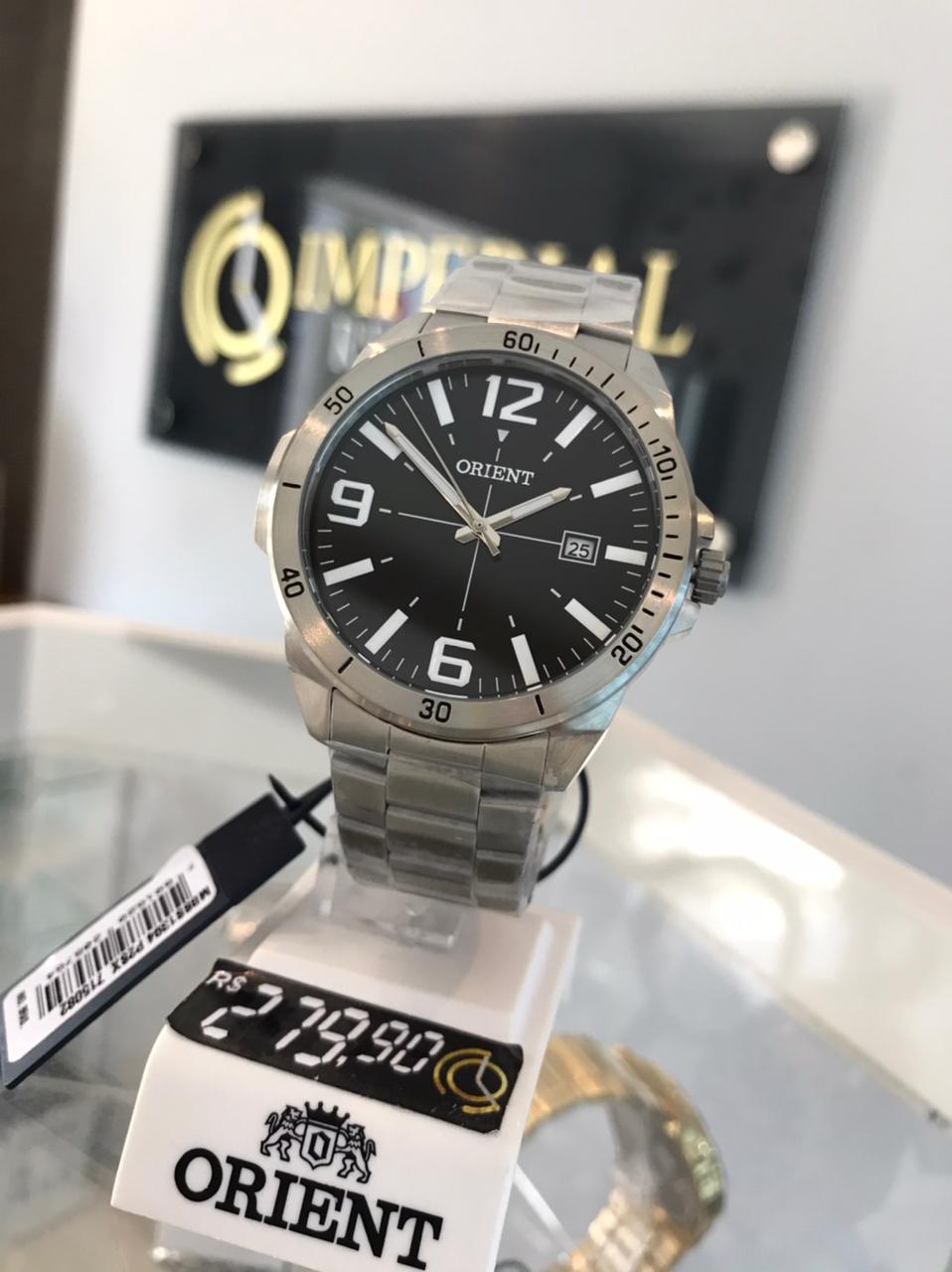 Relógio Orient Masculino Caléndario Aço Inox Prata á Prova D'água MBSS1394