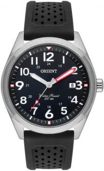 Relógio Orient Masculino Calendário Prata Silicone Aço Inox á Prova D'água MBSP1028