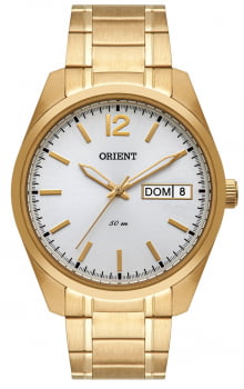 Relógio Orient Masculino Calendário Dourado Aço Inox MGSS2009