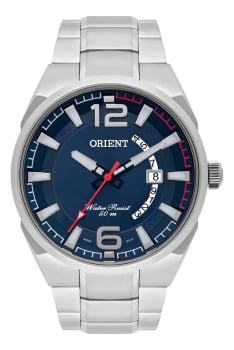 Relógio Orient Masculino Prateado Visor Azul com Calendário Maquinário Japonês Aço Inoxidável Á Prova d'água MBSS1336 Relógio Orient Masculino Prateado Visor Azul com Calendário Maquinário Japonês Aço Inoxidável Á Prova d'água MBSS1336