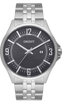 Relógio Orient Masculino Prateado Visor Azul com Calendário Maquinário Japonês Aço Inoxidável Á Prova d'água MBSS1420