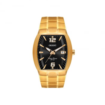 Relógio Orient Quadrado Masculino Dourado com Calendário Aço Inox GGSS1017