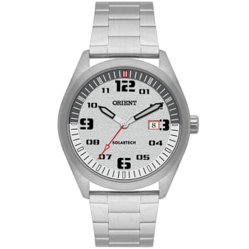 Relógio Orient Solartech Masculino Prateado Visor Branco com Calendário Aço inoxidável á Prova D'água MBSS1489 Relógio Orient Solartech Masculino Prateado Visor Branco com Calendário Aço inoxidável á Prova D'água MBSS1489