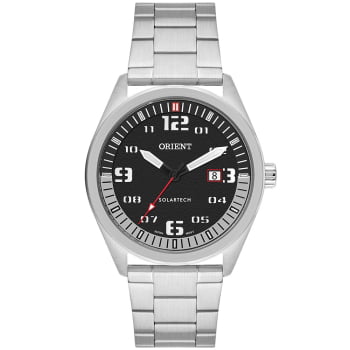 Relógio Orient Solartech Masculino Prateado Visor Preto Grafite com Calendário Aço inoxidável á Prova D'água MBSS1489 Relógio Orient Solartech Masculino Prateado Visor Preto Grafite com Calendário Aço inoxidável á Prova D'água MBSS1489