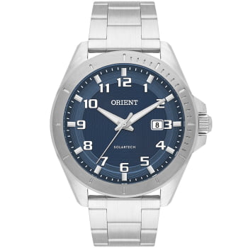 Relógio Orient Solartech Masculino ST Neosports Prateado Visor Azul sunray com Calendário Aço inoxidável á Prova D'água MBSS1507 Relógio Orient Solartech Masculino ST Neosports Prateado Visor Azul sunray com Calendário Aço inoxidável á Prova D'água MBSS1507
