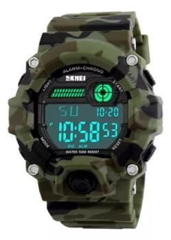 Relógio Skmei Masculino Digital Esportivo Verde Camuflado á Prova D'água 1197