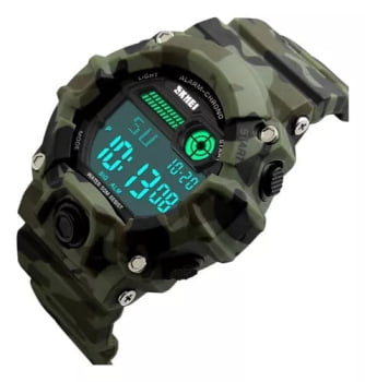 Relógio Skmei Masculino Digital Esportivo Verde Camuflado á Prova D'água 1197