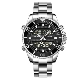 Relógio Skmei Masculino Prateado Display Duplo em Metal 1850 Relógio Skmei Masculino Prateado Display Duplo em Metal 1850