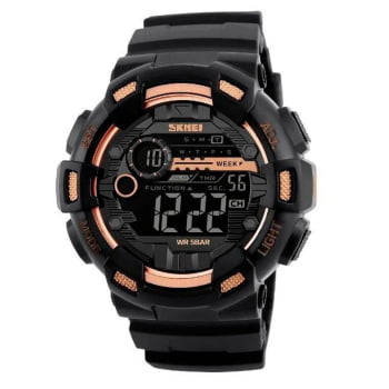 Relógio Skmei Masculino Preto e Rosé Esportivo Digital em Poliuretano Á Prova d'água 1243 Relógio Skmei Masculino Preto e Rosé Esportivo Digital em Poliuretano Á Prova d'água 1243