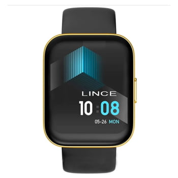 Relógio Smartwatch Lince Fit 3 Dourado Esportivo inteligente Pulseira em Silicone a Prova D'água LSWUQPM003