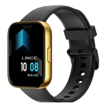 Relógio Smartwatch Lince Fit 3 Dourado Esportivo inteligente Pulseira em Silicone a Prova D'água LSWUQPM003