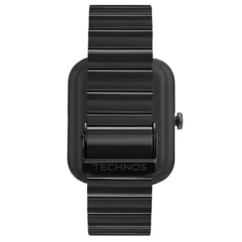 Relógio Smartwatch Technos Connect Max Digital Preto Quadrado Troca de Pulseira Inteligente Aço Inoxidável á Prova D'água TMAXAI/8P