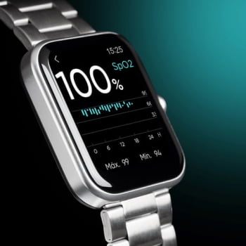 Relógio Smartwatch Technos Connect Max Quadrado Prata Troca de Pulseira Inteligente Á Prova D'água TMAXAM/8K