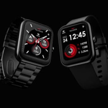 Relógio Smartwatch Technos Connect Max Quadrado Preto Troca de Pulseira Inteligente Á Prova D'água TMAXAO/8P