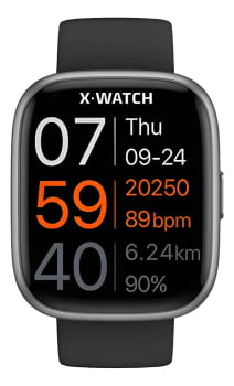 Relógio Smartwatch X-Watch Grafite Esportivo Inteligente Pulseira de Silicone Preta á Prova d'água XSWUQPI005A