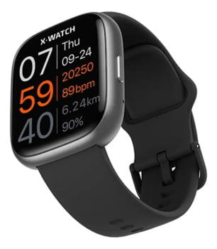 Relógio Smartwatch X-Watch Grafite Esportivo Inteligente Pulseira de Silicone Preta á Prova d'água XSWUQPI005A